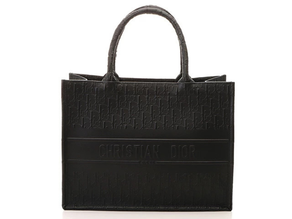 Christian Dior Oblique Book Tote Bag Black Calfskin